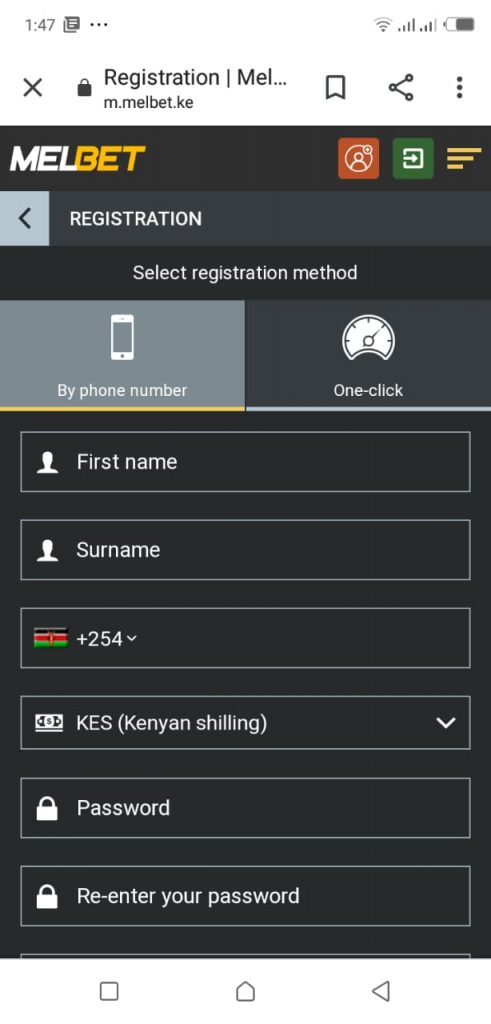 Melbet Kenya Registration Details