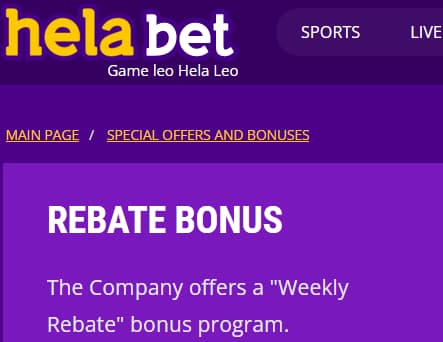 helabet weekly rebate offer