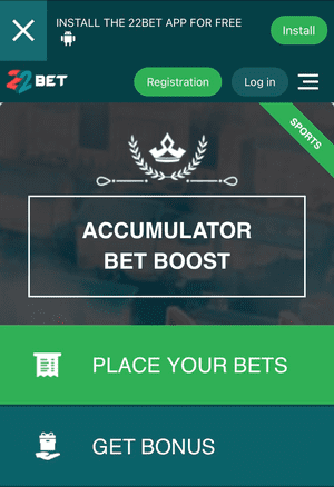 accumulator bet boost on 22bet