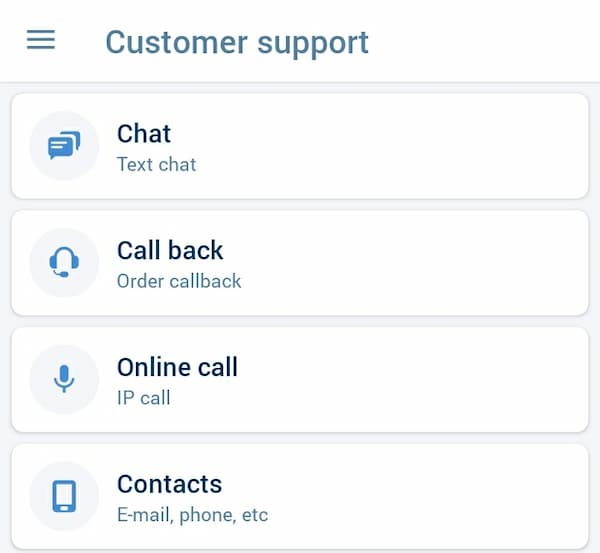 1xbet customer support screen