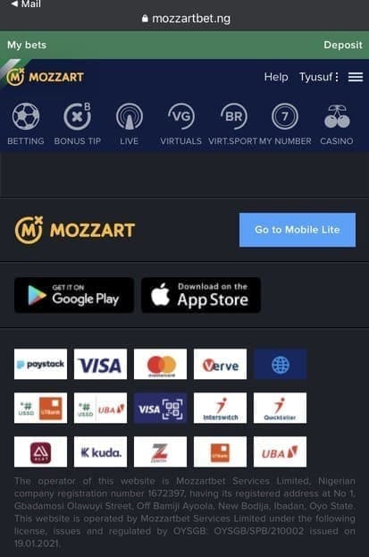 Mozzartbet payment methods Nigeria