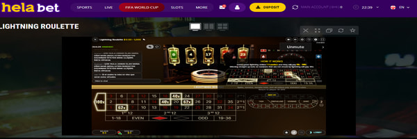 Helabet Lightning Roulette live casino