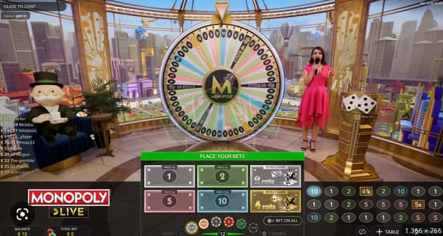 Monopoly live Casino Game screen