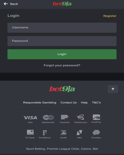 Bet9ja App Sign in