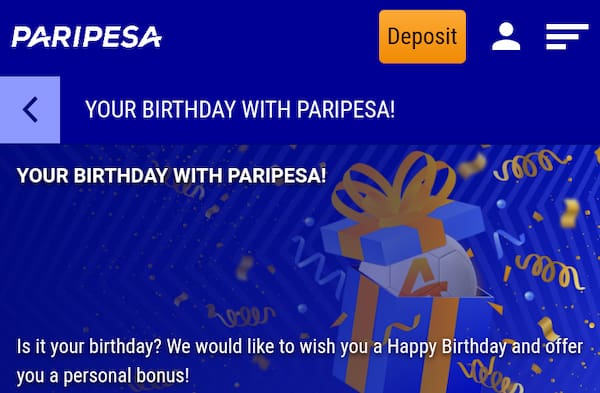 Paripesa birthday promotion