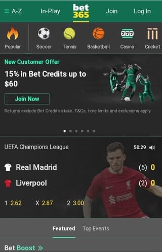 Bet365 Join / Sign up button