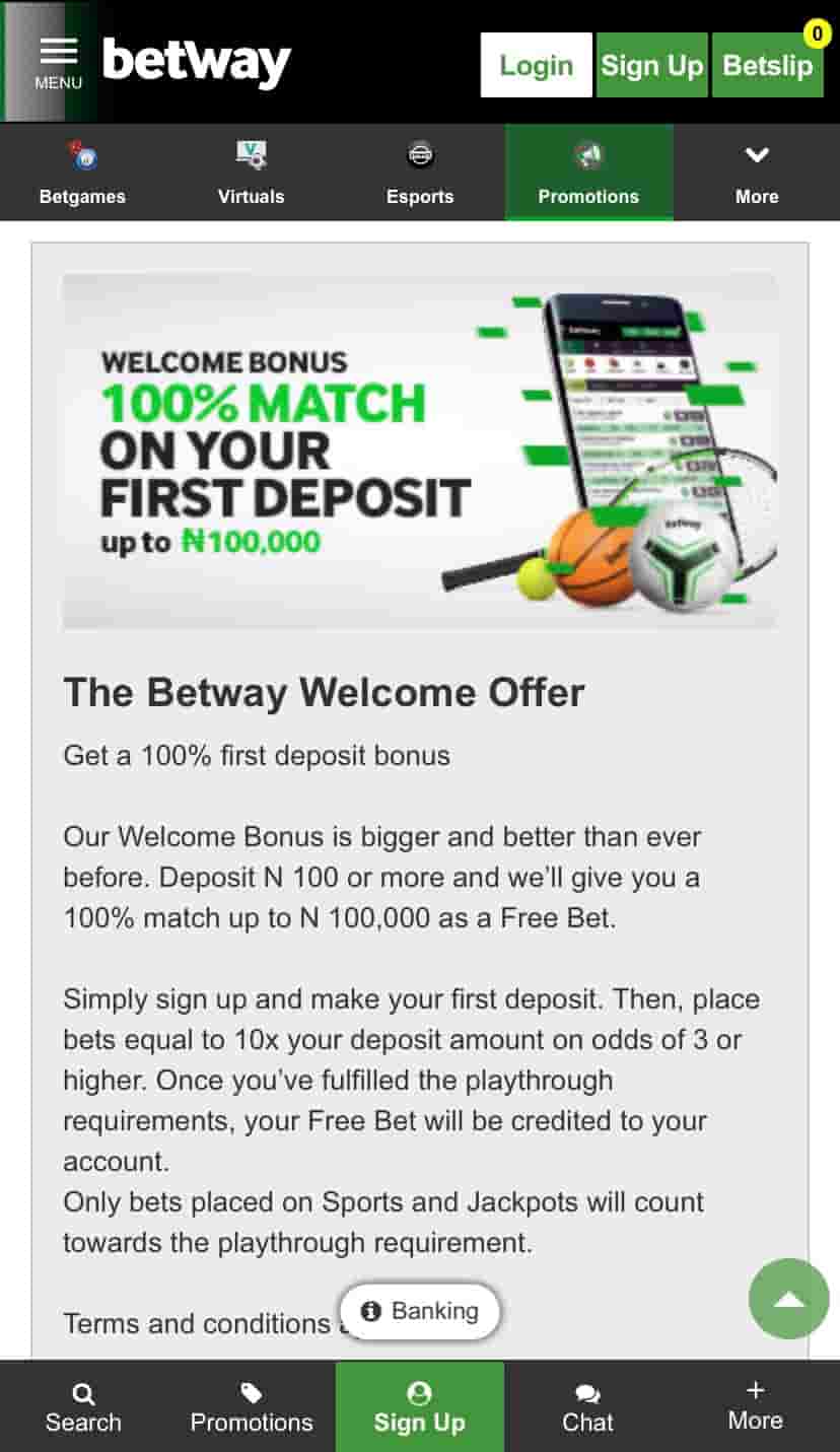 Betway welcome bonus