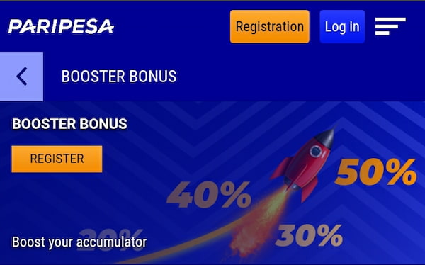 Paripesa Booster Offer frontpage
