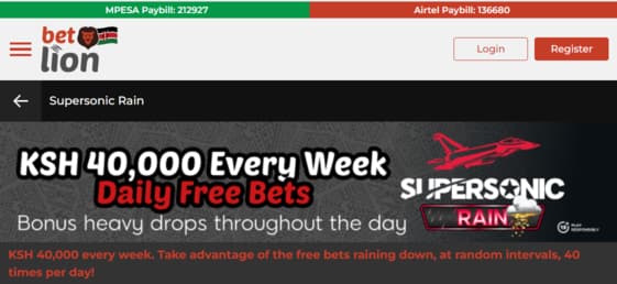 Betlion Supersonic Free bets Offer
