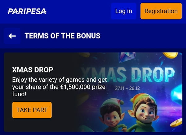 Paripesa Xmas Drop Promotion