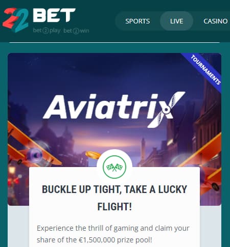 22Bet Aviatrix Casino Tournament