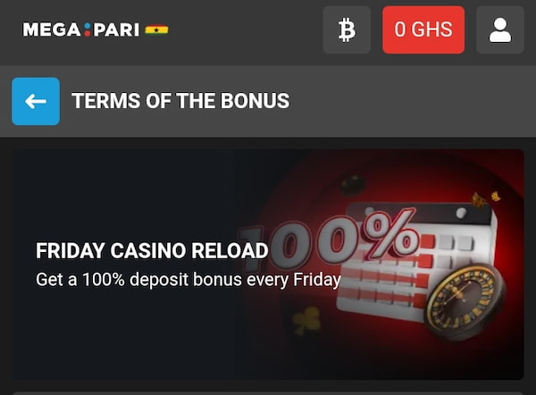 Megapari Friday Casino Reload Offer