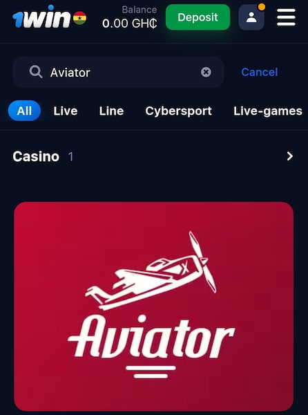 1Win Aviator casino section